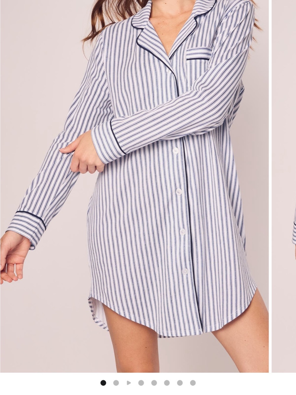 Petite Plume Women’s Blue Stripe Long-Sleeve Sleep Shirt